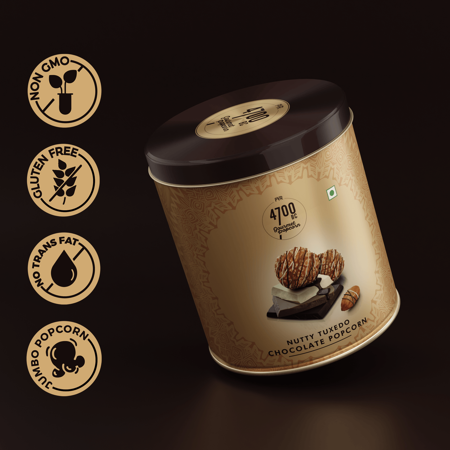 Nutty Tuxedo Chocolate Popcorn, Tin, 375g