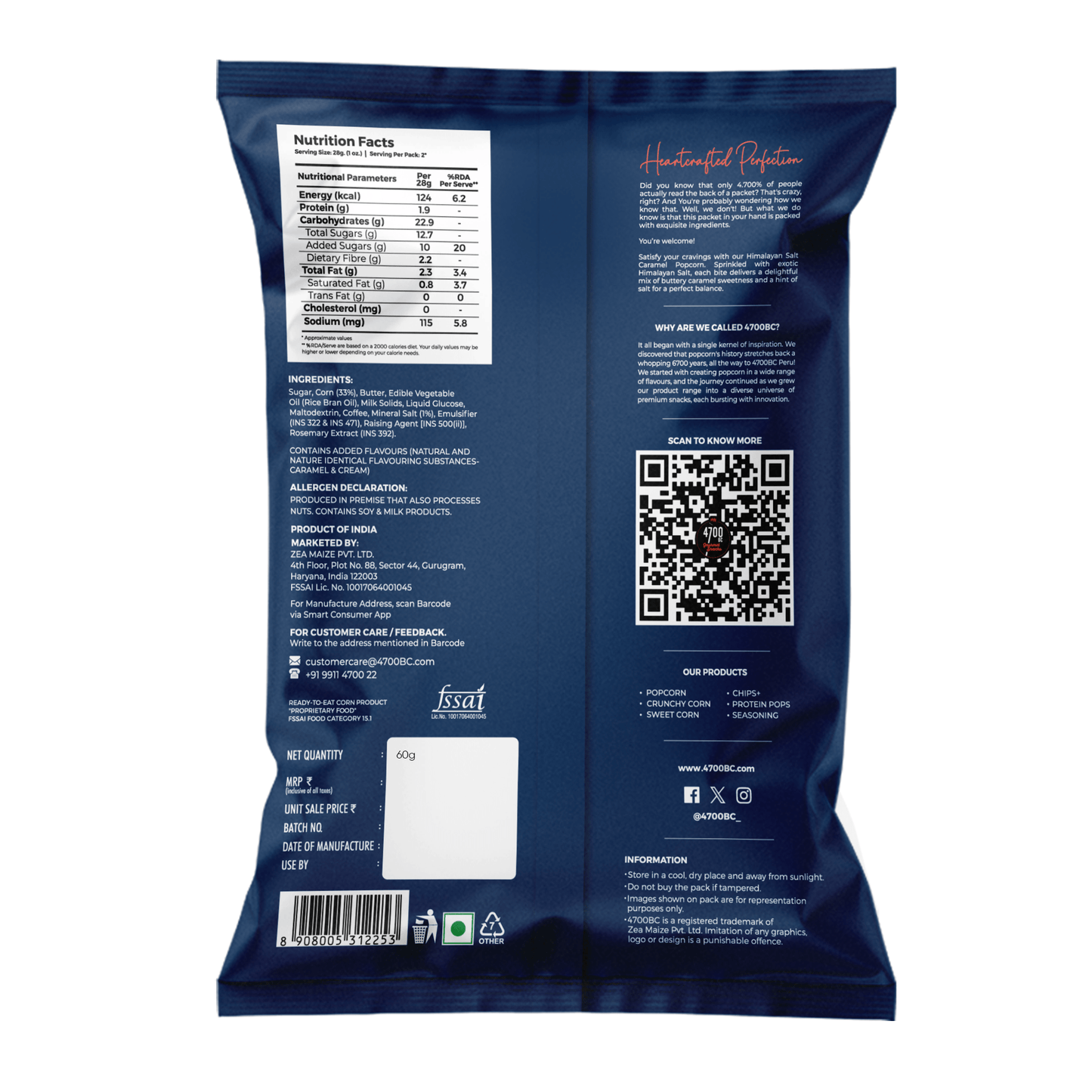Himalayan Salt Caramel Popcorn, Pouch (Pack of 8, 125g)