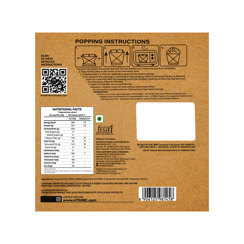 Microwave Popcorn, Butter, Pop Box (Pack of 3, 80g) 4700BC