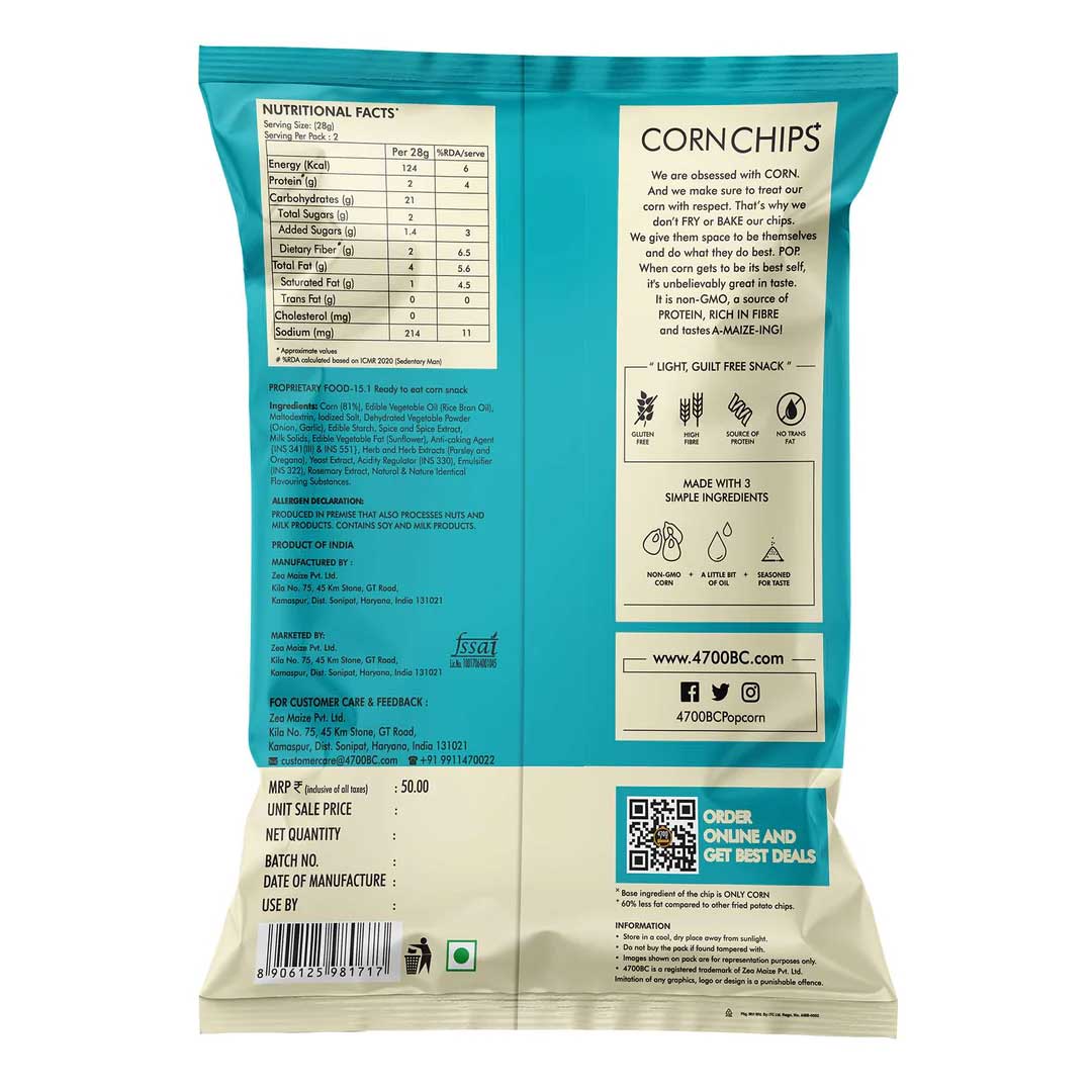 Chips+, Salt & Truffle, Popped, 100% Corn-Based (Pack of 6, 55g)