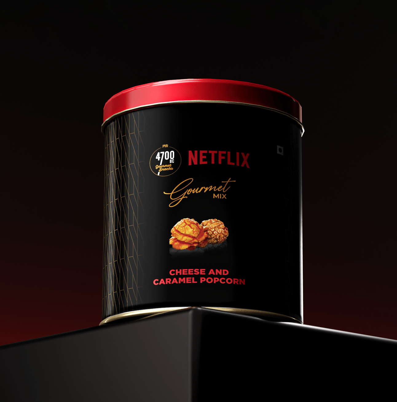 4700BC x Netflix, Gourmet, Cheese & Caramel Popcorn, Tin, 75g (Pack of 2)