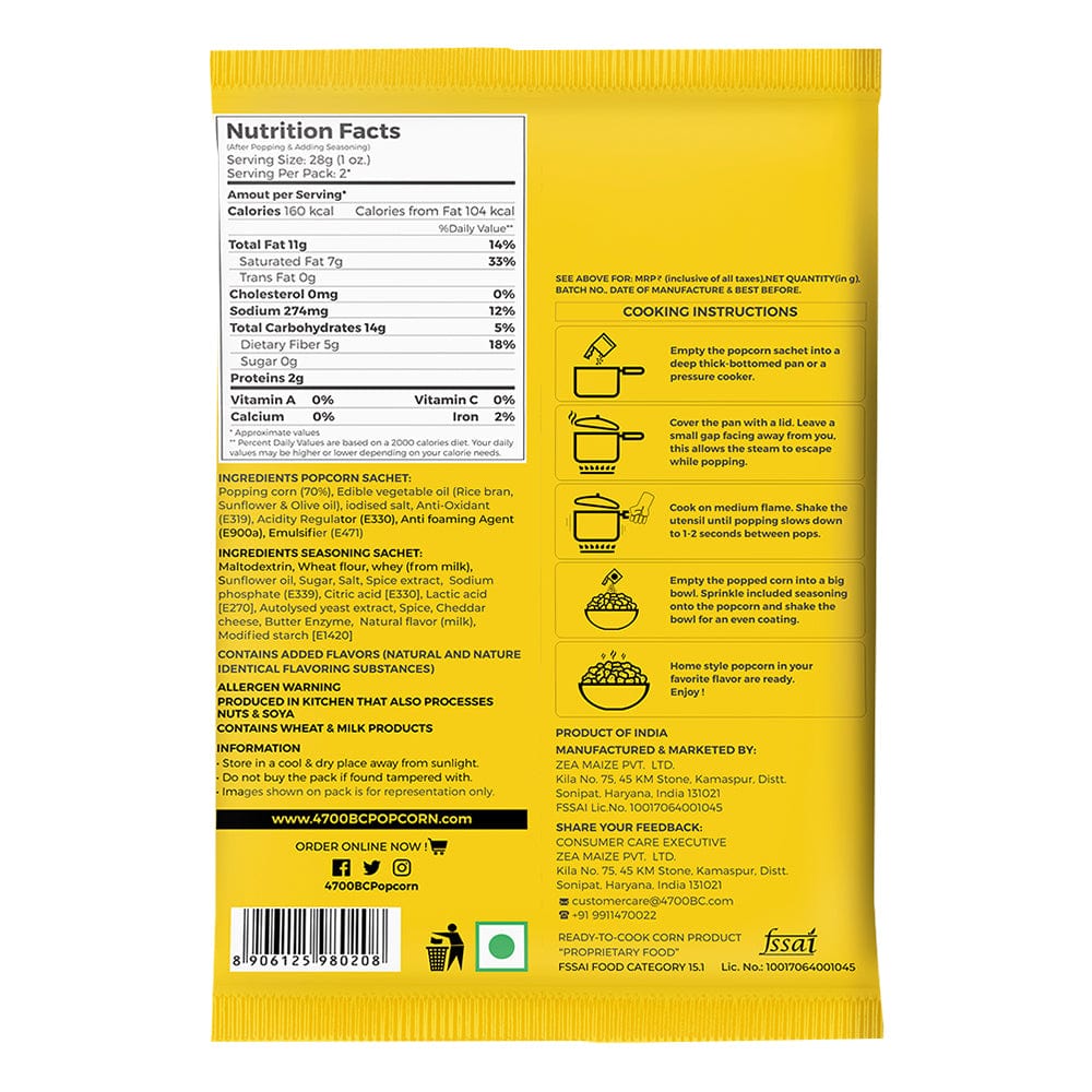 4700bc instant cheese popcorn full nutrition information