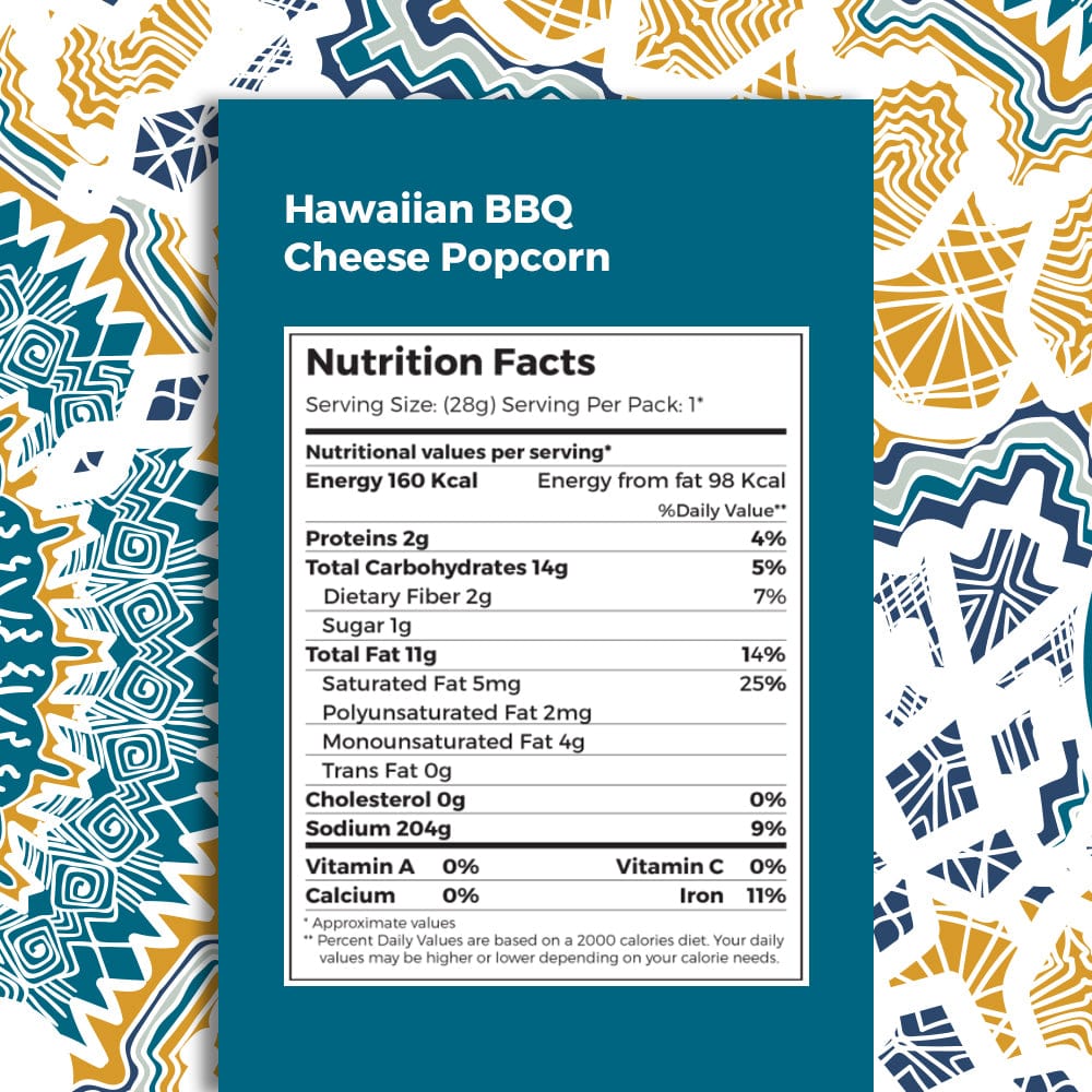 4700bc Hawaiian BBQ Cheese gourmet popcorn nutrition information