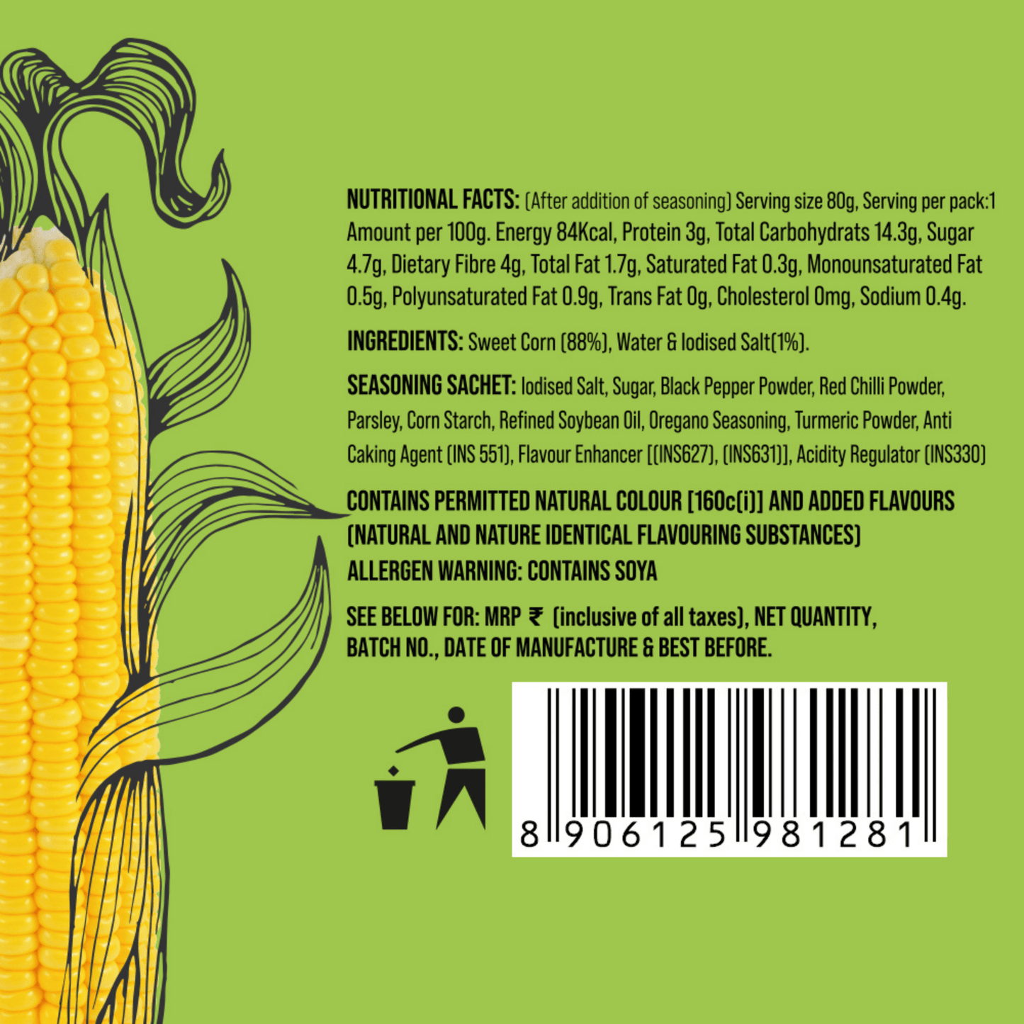 4700BC Lemon Pepper Sweet Corn Nutritional Facts