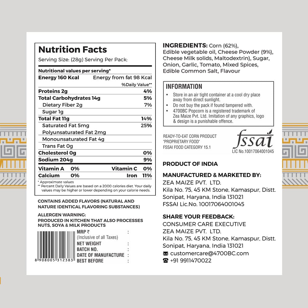 4700bc bbq cheese popcorn full nutrition information