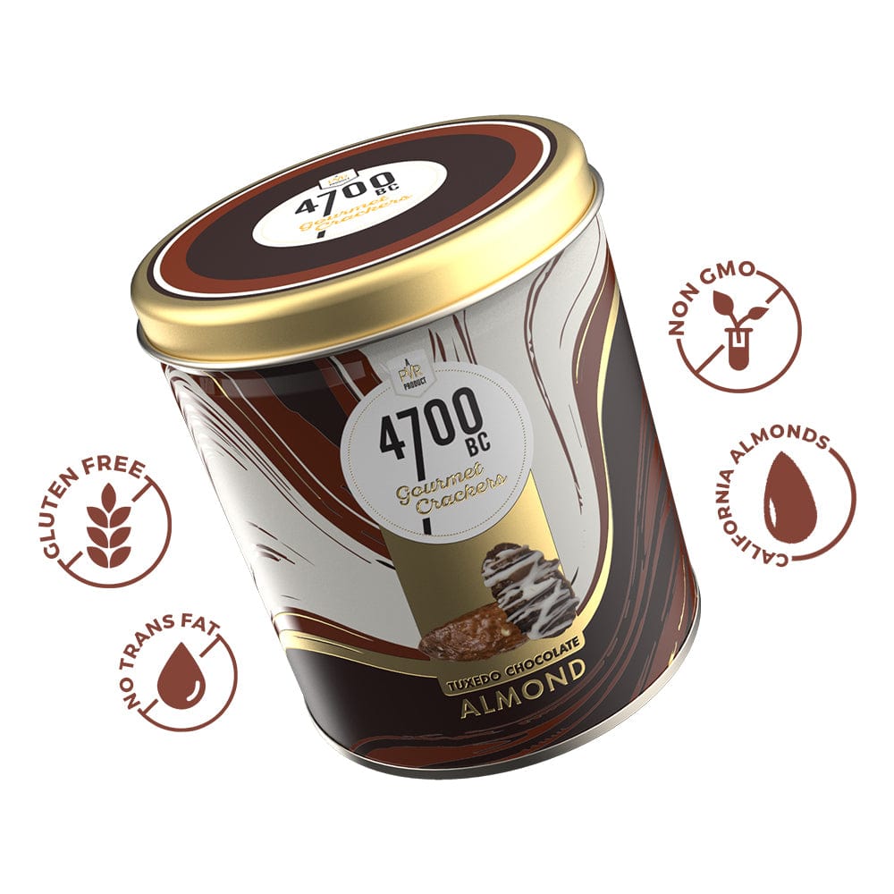 4700bc tuxedo choco almonds nutrition tags- gluten free, no trans fat, non gmo, california almonds