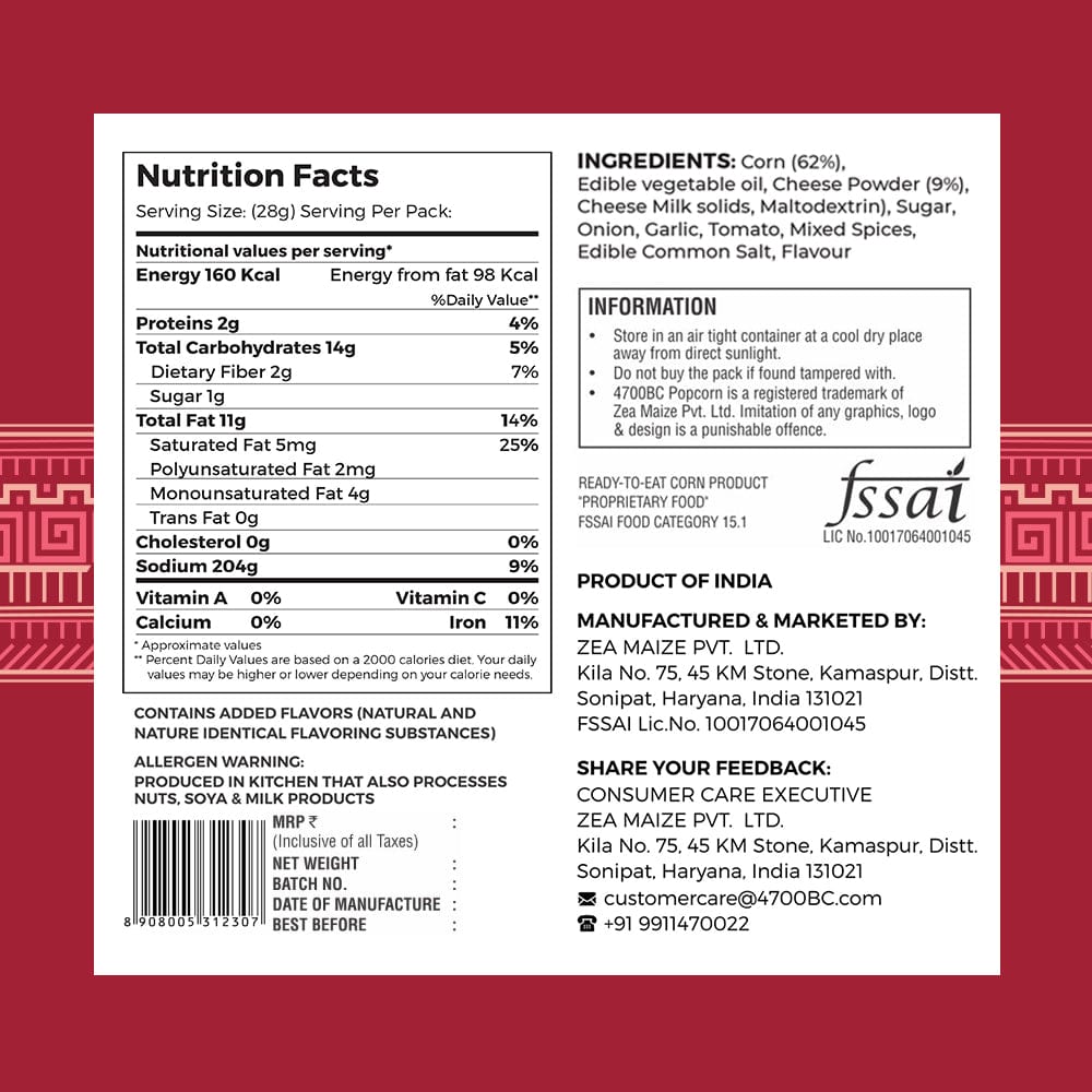 4700bc bbq cheese popcorn full nutrition information