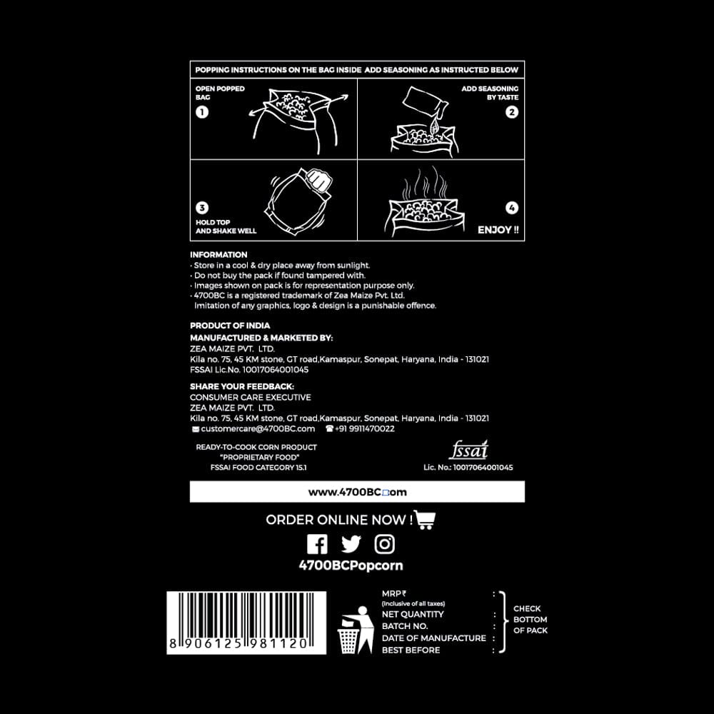 4700BC Assorted Microwave Popcorn Preparation Instructions