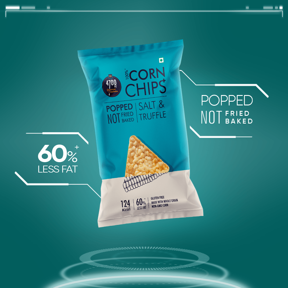 Chips+, Salt & Truffle, Popped, 100% Corn-Based (Pack of 6, 55g)