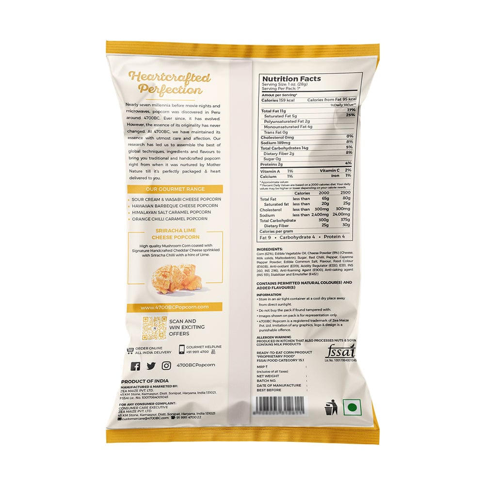 4700bc sriracha lime cheese popcorn full nutrition information