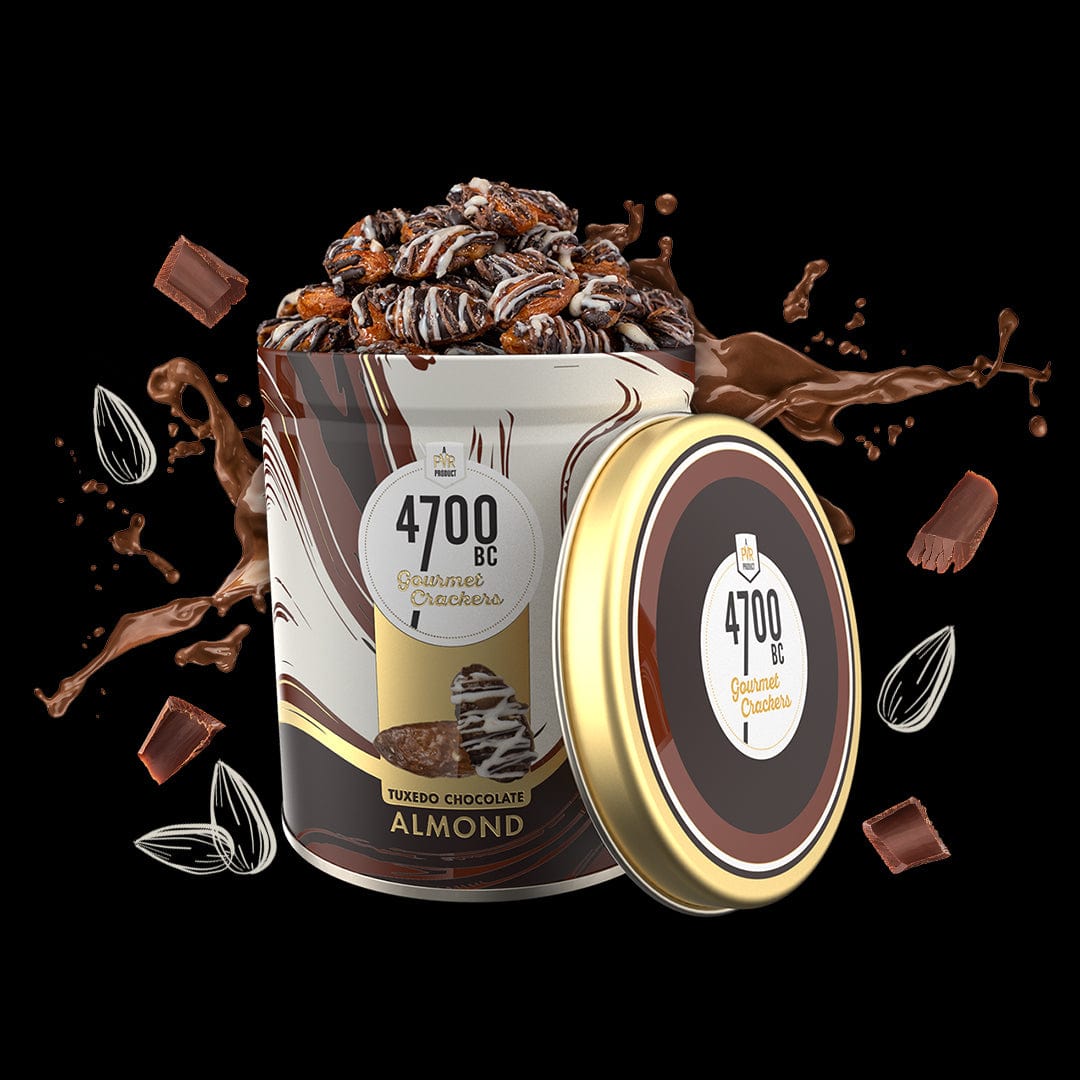 Roasted 4700BC Tuxedo Choco Almonds Ingredients- Dark chocolate, white chocolate, milk chocolate