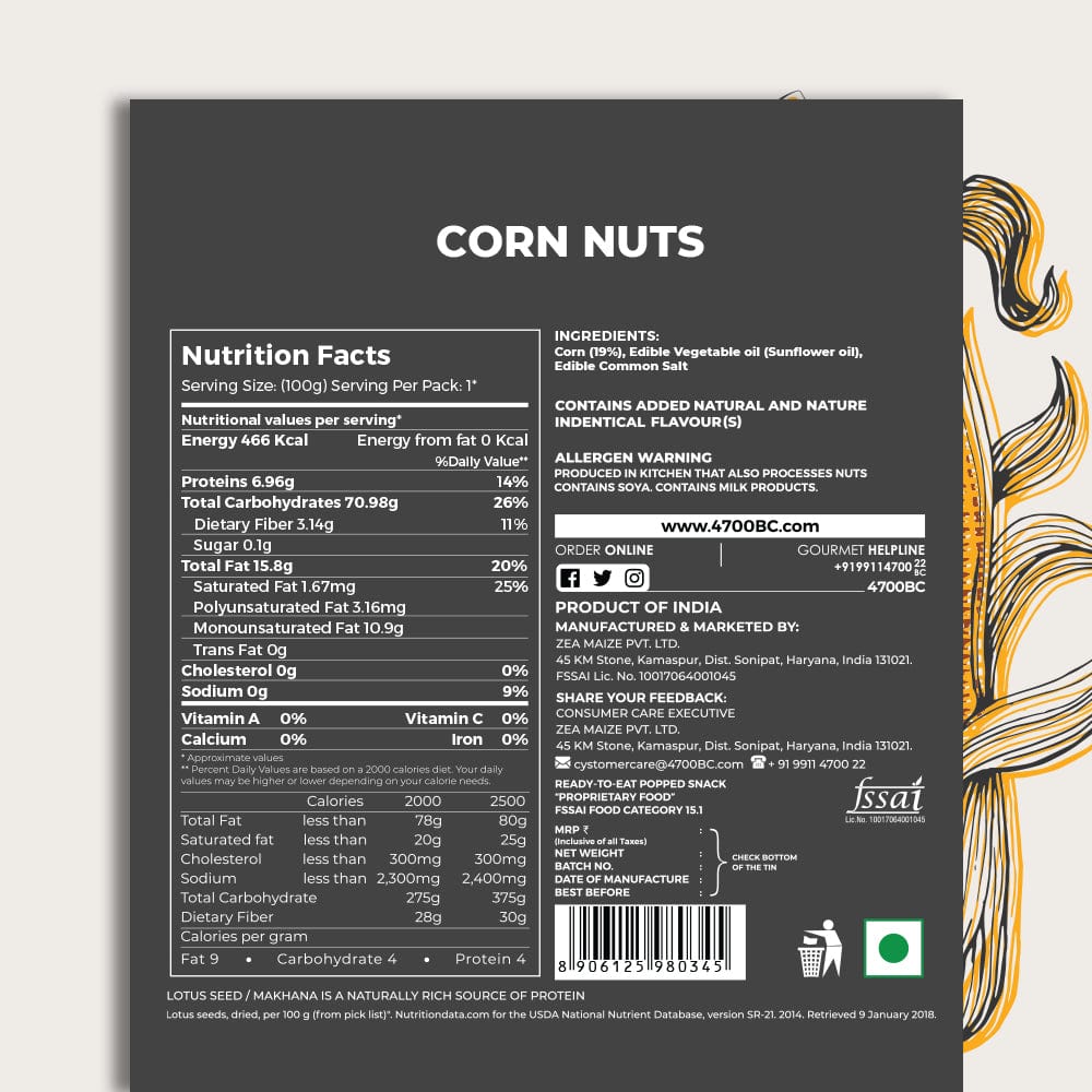 4700bc salted corn nuts nutrition information