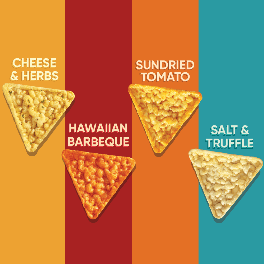 Chips+, Hawaiian Barbeque, Popped, 100% Corn-Based (Pack of 6, 55g)