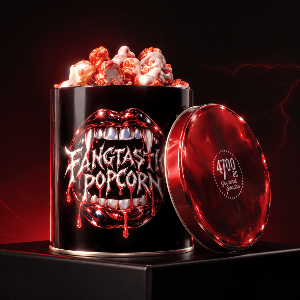 Halloween Popcorn, Cranberry White Chocolate, Tin, 150g