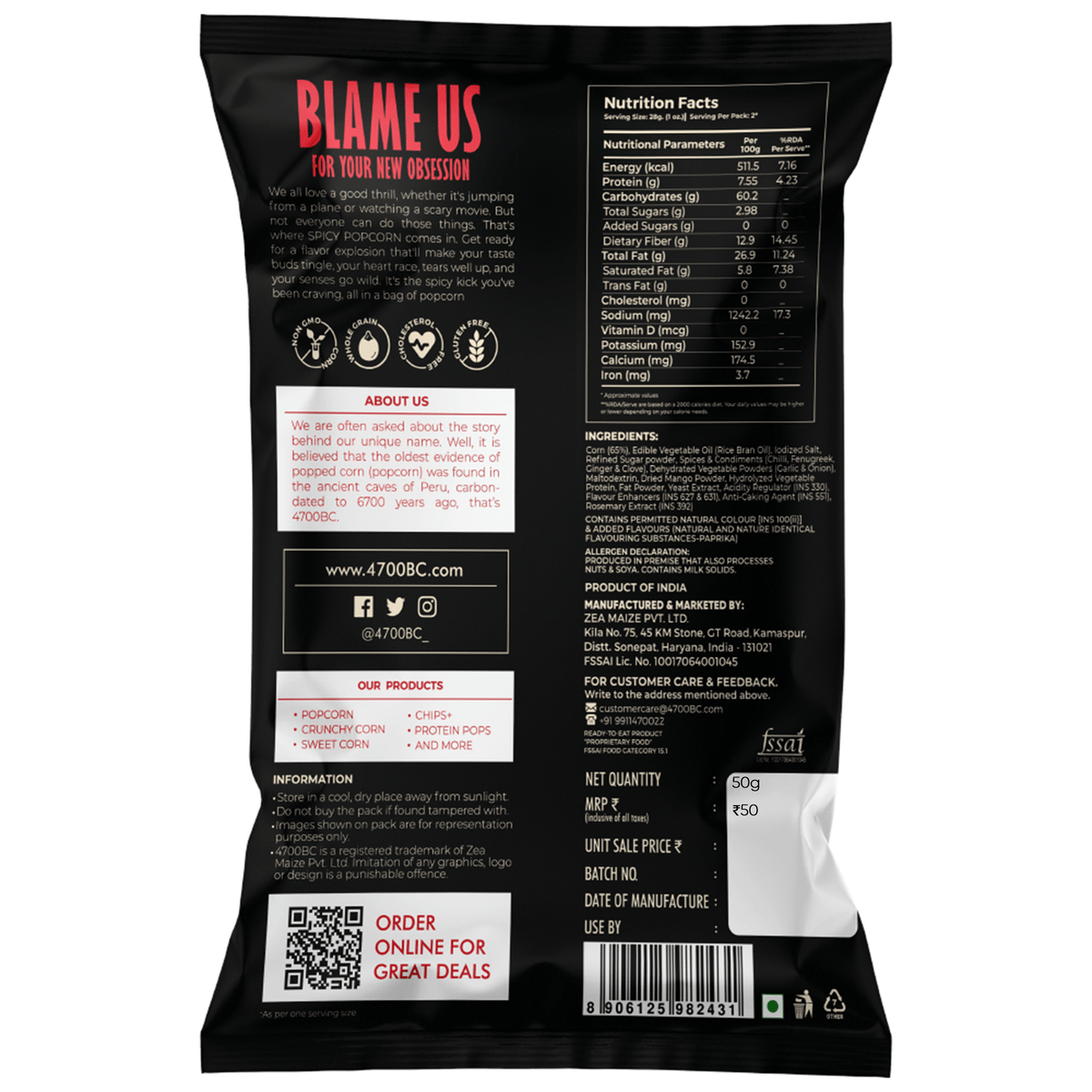 Devil Jumbo Popcorn, Pouch (Pack of 12, 50g)
