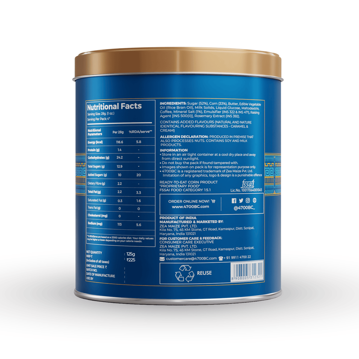 Himalayan Salt Caramel Popcorn, Tin, 125g