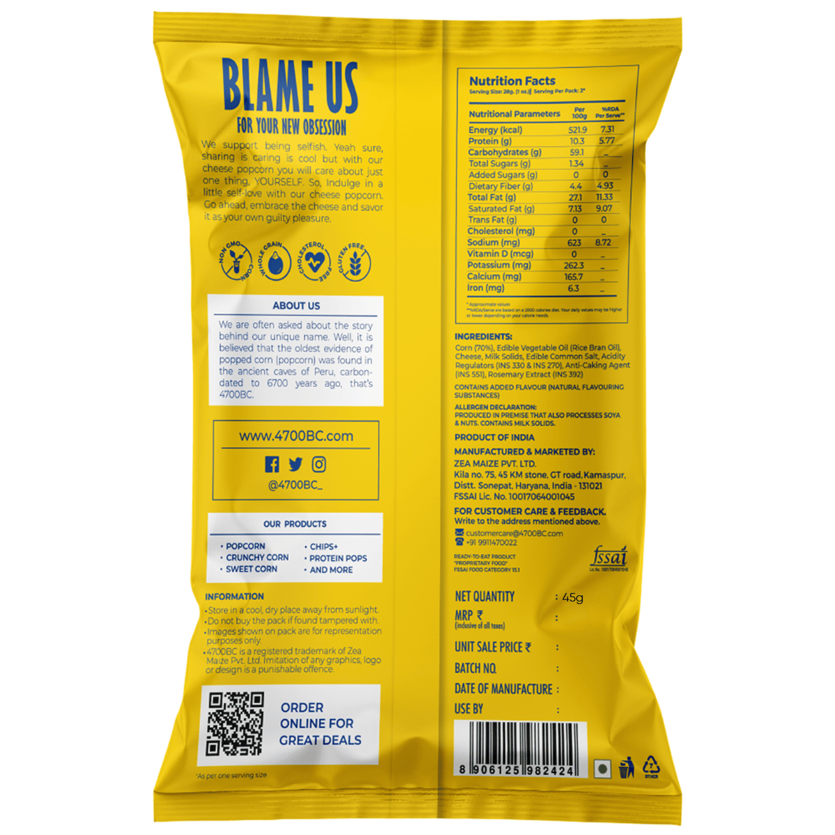Cheese Jumbo Popcorn, Pouch (Pack of 12, 45g)