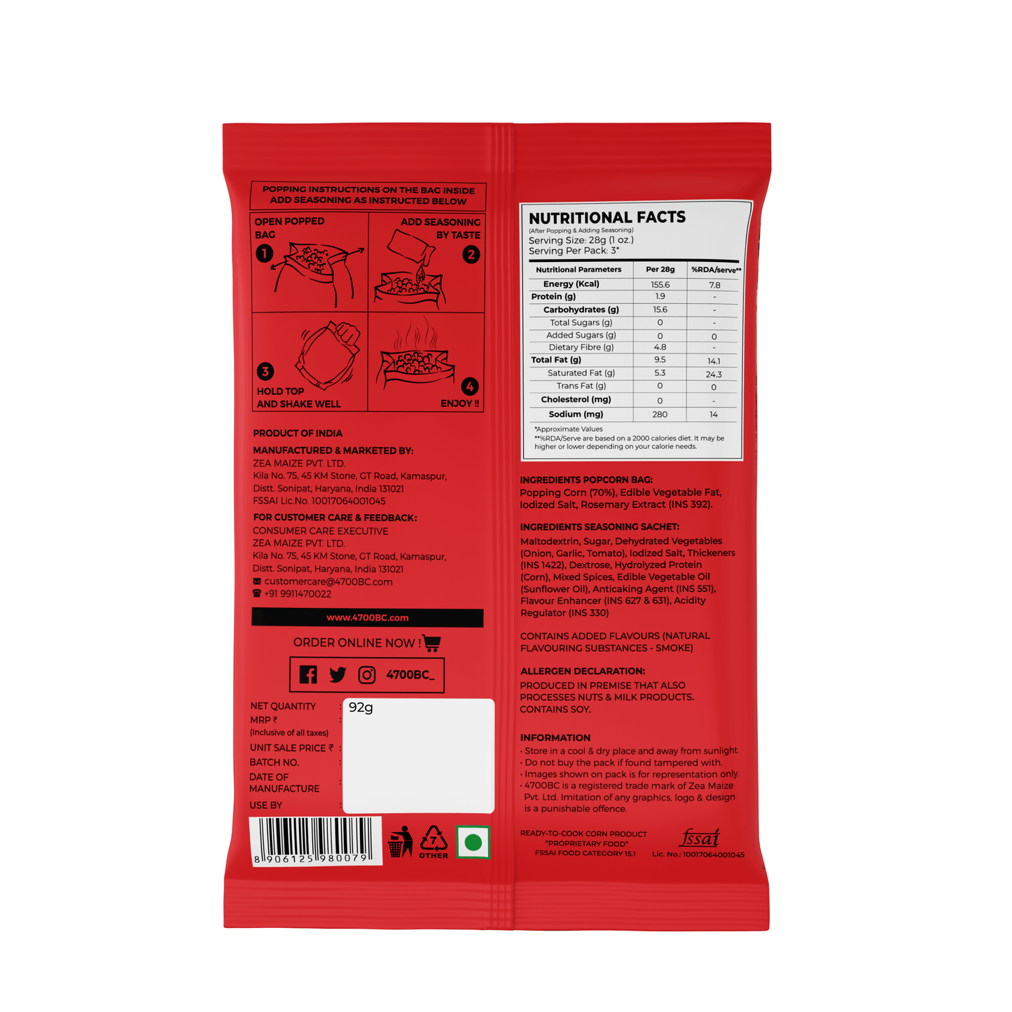 Microwave BBQ Popcorn (Pack of 10)
