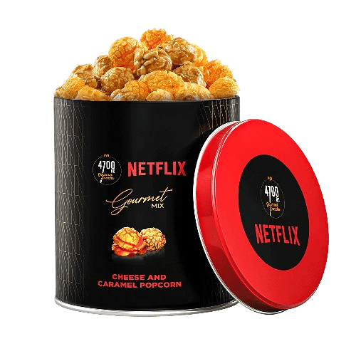 4700BC x Netflix, Gourmet, Cheese & Caramel Popcorn, Small Tin, 75g