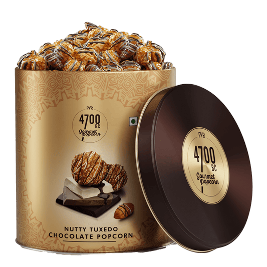 Nutty Tuxedo Chocolate Popcorn, Tin, 375g