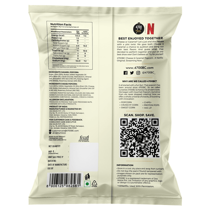 4700BC x Netflix, Cheese & Caramel Gourmet Popcorn, 50g (Pack of 6)
