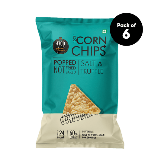 Chips+, Salt & Truffle, Popped, 100% Corn-Based (Pack of 6, 55g)