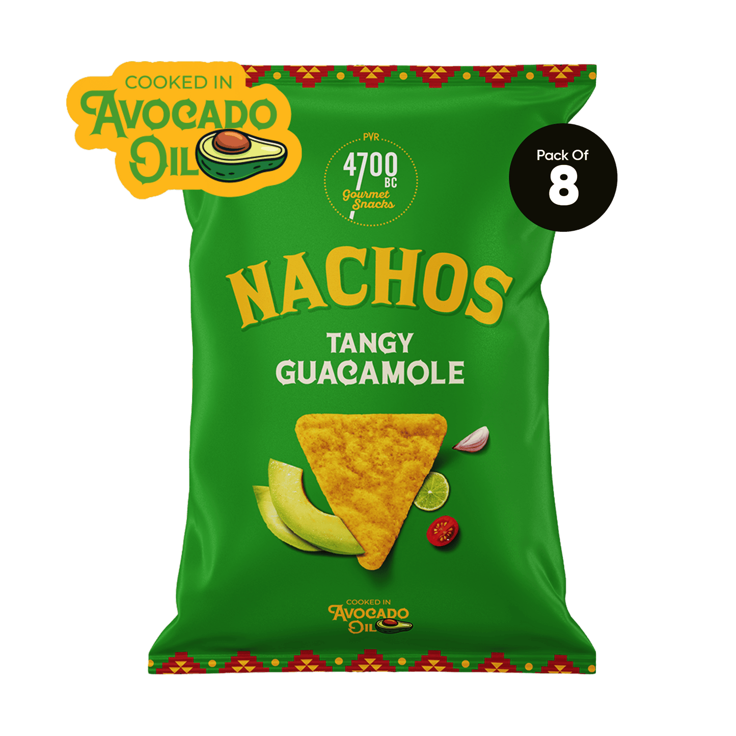 Nachos, Tangy Guacamole (Pack of 8, 60g)