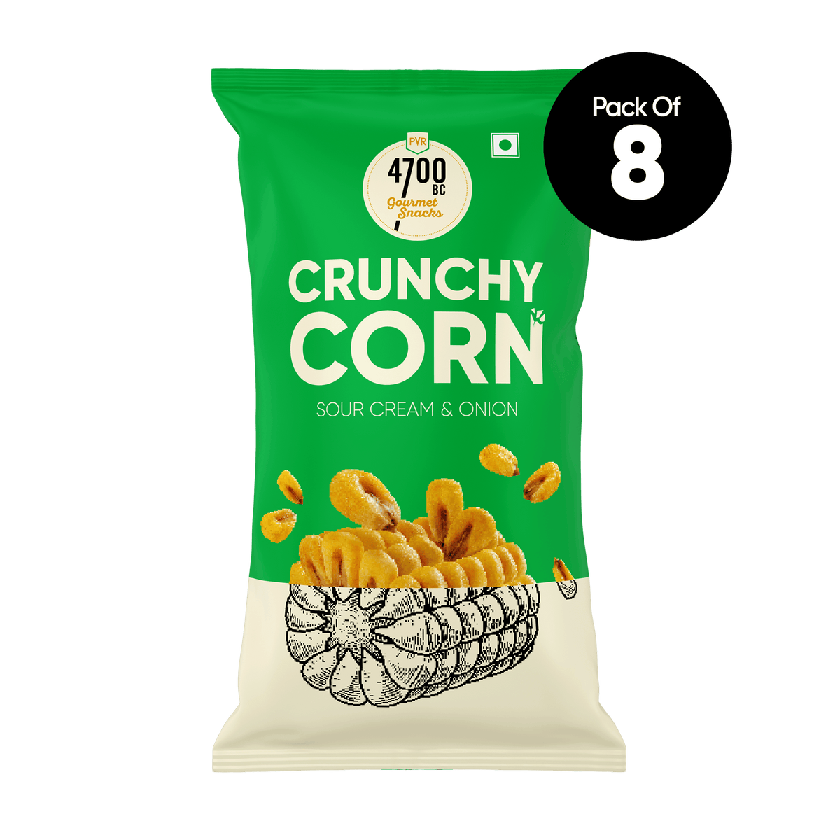 Crunchy Corn, Sour Cream & Onion (Pack of 8, 45g)
