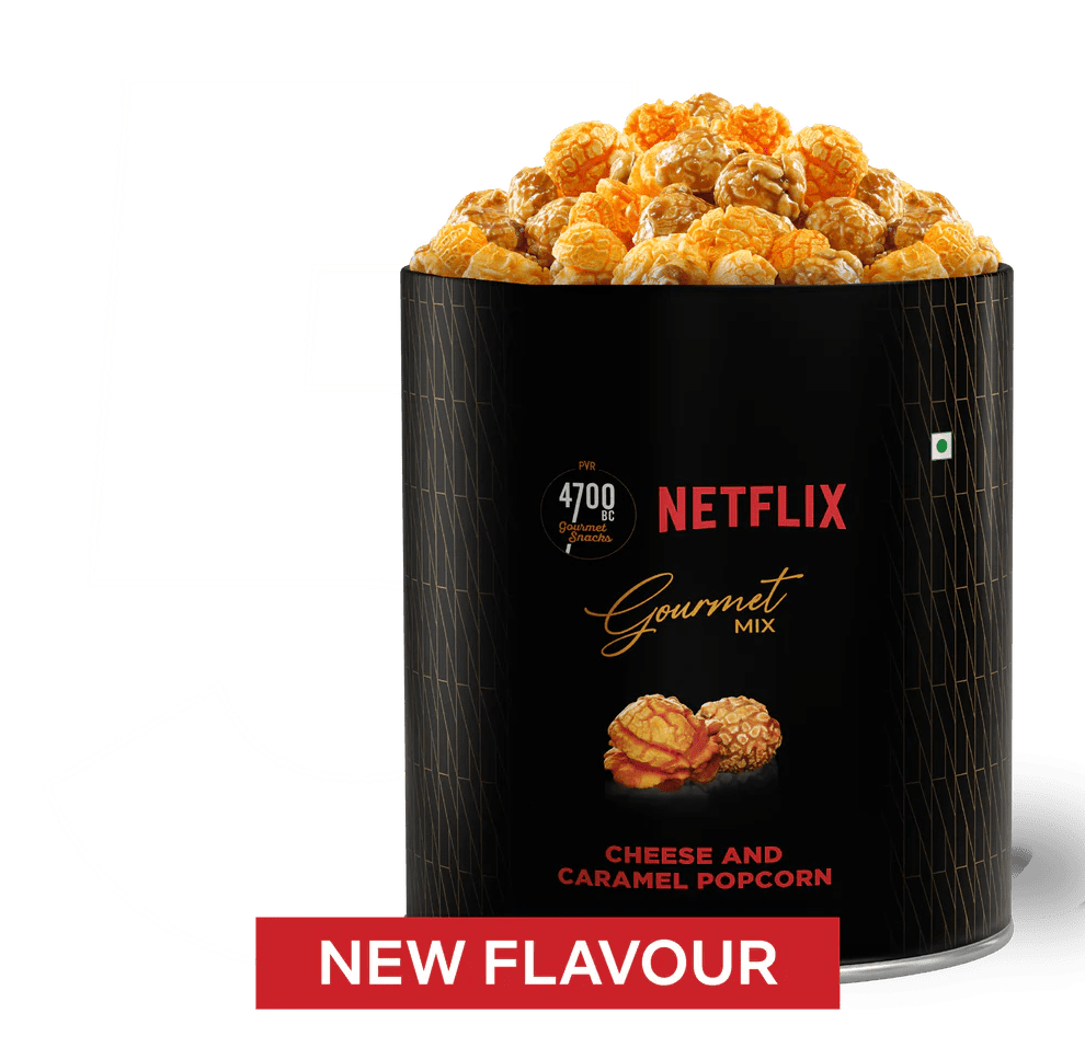 4700BC x Netflix, Gourmet, Cheese & Caramel Popcorn, Tin, 200g