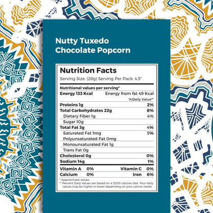 4700bc nutty tuxedo chocolate  gourmet popcorn nutrition  information