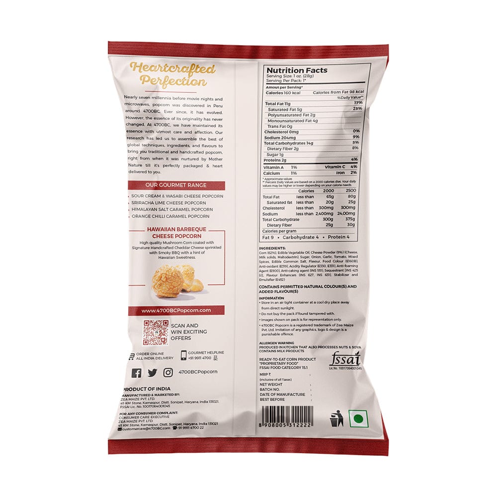 4700bc bbq cheese popcorn  full nutrition information