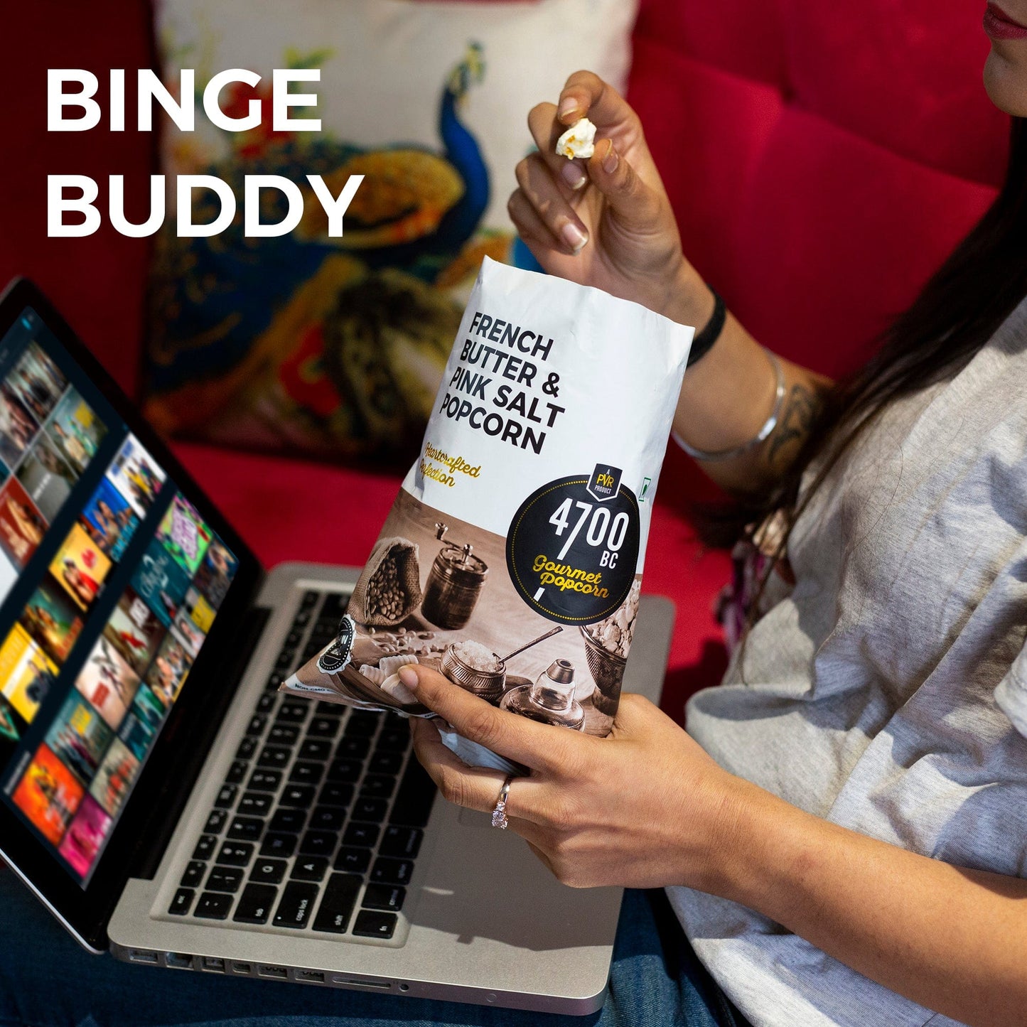 4700BC french butter and pink salt  popcorn is the best binge buddy for  your movie nights