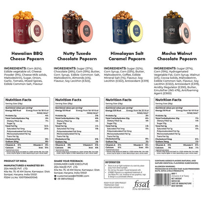 Nutritional values of 4700BC Gourmet Popcorn Tins